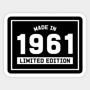 60th Birthday Gift - Made in 1961 Limited Edition Sticker